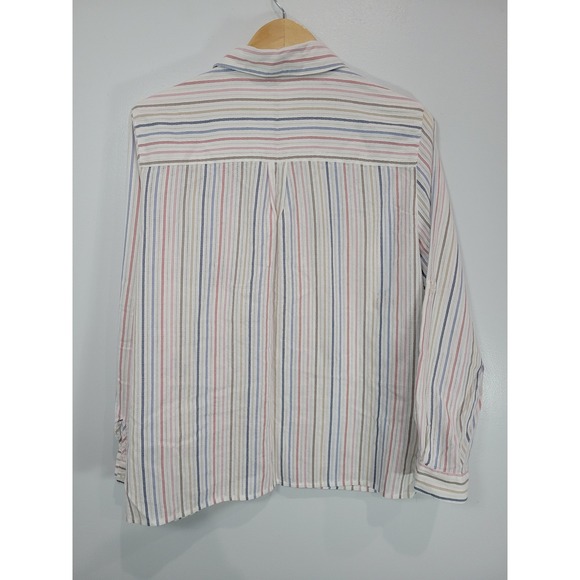 Alfred Dunner Womens Striped Floral Embroidered‎ Button Down Shirt Size 14 - Picture 5 of 7